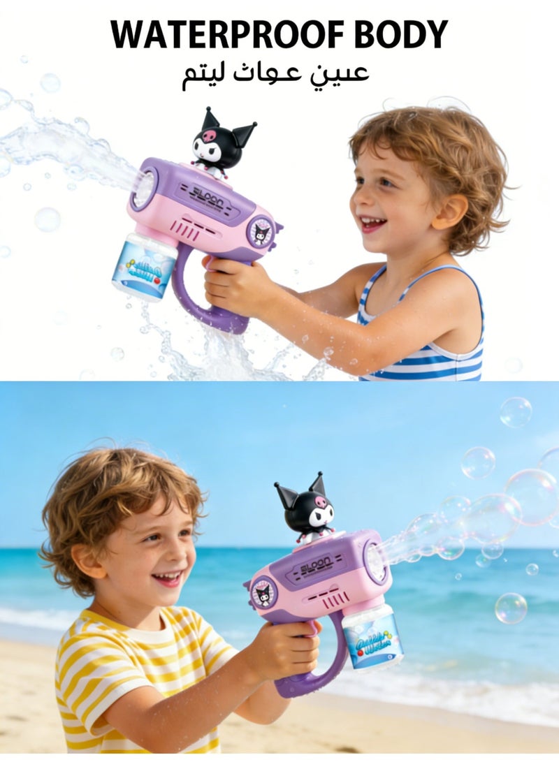 سانريو مسدسات فقاعات سانريو كورومي، صانعات فقاعات مع ضوء وموسيقى، هدايا للأطفال من عمر 3 إلى 8 سنوات، آلة فقاعات أوتوماتيكية، لعبة صيفية للهدايا في الهواء الطلق والداخل، وأعياد الميلاد وحفلات الزفاف - Image 3